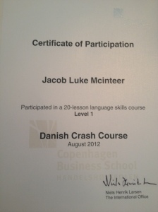 Danish Crash Course Certificate