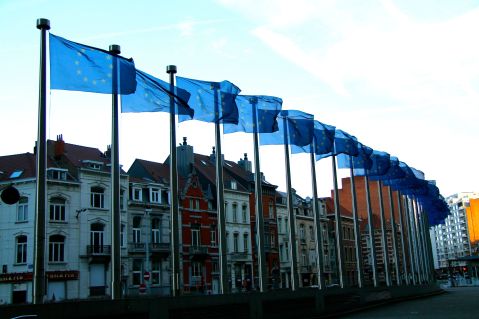 Flags outside the European Commission